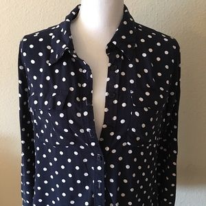 Cynthia Rowley Polka Dot Button Down Shirt Size M